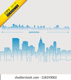 Vector blue city silhouette