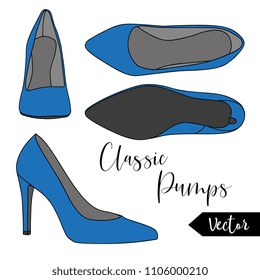 Vector Blue Classic Pump Heels Set