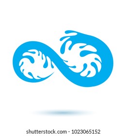 Vector blue clear water drop icon for use in mineral water advertising. Human and nature harmony concept. 