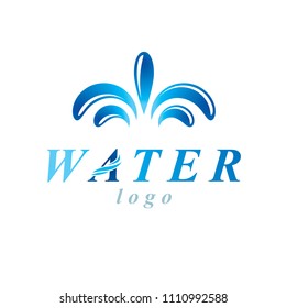 Vector blue clear water drop sign for use as corporate emblem in spa and resort organizations. Body cleansing concept.
