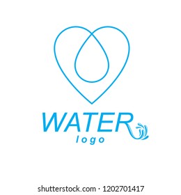 Vector blue clear water drop symbol for use in mineral water advertising. Living in harmony with nature concept.