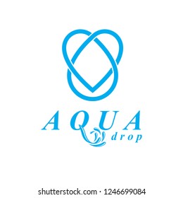 Vector blue clear water drop logo for use as marketing design symbol. Body cleansing concept.
