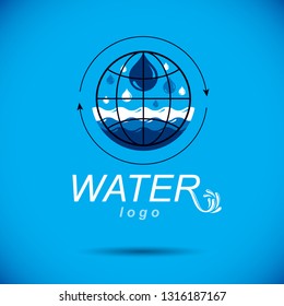 Vector blue clear water drop logo for use as marketing design symbol. Body cleansing concept.