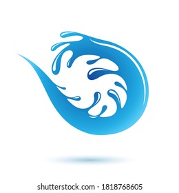 Vector blue clear water drop icon for use in mineral water advertising. Environment conservation concept. 
