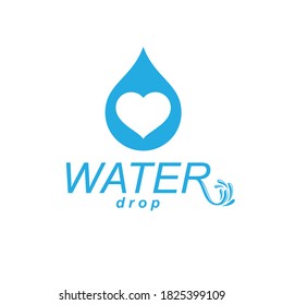 Vector blue clear water drop logotype for use as marketing design symbol. Body cleansing concept.