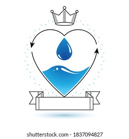 Vector blue clear water drop symbol for use in mineral water advertising. Alternative medicine concept.