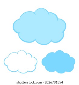 Vector Blue Cloud In Cartoon Style Isolated On White Background. Weather, Data Storage Design Element.