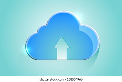 Vector blue cloud download icon