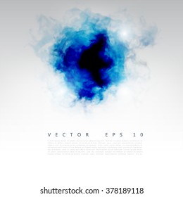 Vector blue cloud. Floral Background with Smoke, Watercolor Texture.