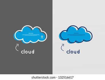 Vector blue cloud. Hand draw feel. Cloud with space for your text or images and logo. Info graphic, presentation element.
