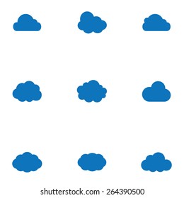Vector blue cloud icons set