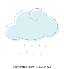 vector blue cloud and rain with gray outline