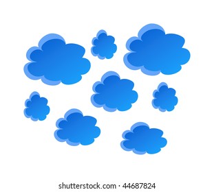 vector blue clouds isolated on background