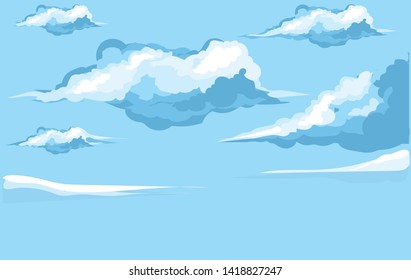 Vector blue cloudy Background design Blue sky and white clouds separated from the background for design and background images