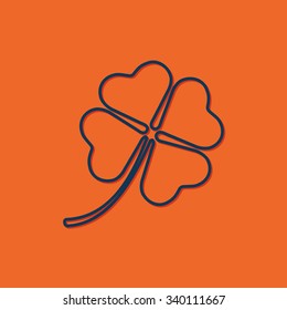 Vector blue clover icon on orange background 