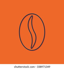 Vector blue coffee icon on orange background 