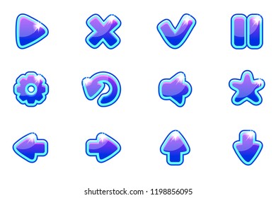 Vector blue collection set glass buttons for Ui Game