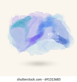 Vector blue color brush strokes. Watercolor Grunge isolated elements. Smoke brushes for your design. Freehand. Ink splash. Acrylic stamp. Vector illustration