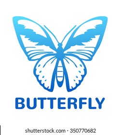 Vector blue color butterfly icon illustration
