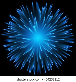 Vector Blue color design with a burst. Blue fireworks