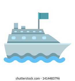 Vector Blue Color Flat Cruise Ship Icon