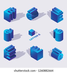 Vector blue color russian letter Yo 3d in isometric style. Design with shadow, Abstract Colorful Type for Creative Heading, Sale Banner, letters for logo.