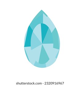 Vector Blue Color Shining Diamond Isolated on white background. Vector Jewelry. Blue alone diamond icon. Template design for corporate business logo, mobile or web app.