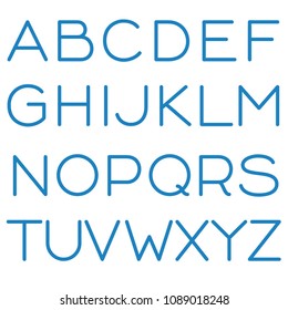 Vector blue colored editable stroke line uppercase English alphabet letters