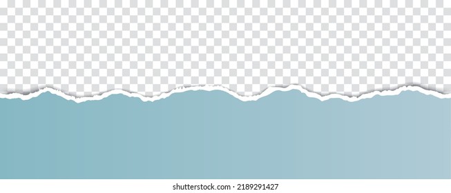 vector blue colored torn paper banner with ripped edges with space for your text on transparent background