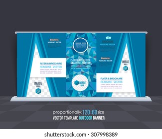 Vector Blue Colors Geometric Elements Outdoor Advertising Design, Horizontal Banner, Background Template 