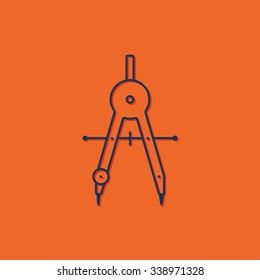 Vector blue compasses icon on orange background 