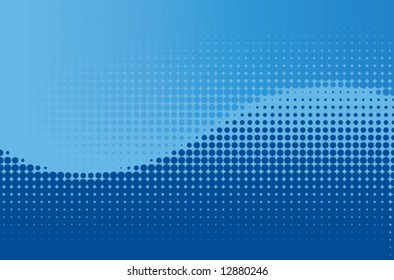 Vector blue contrast halftone wave background