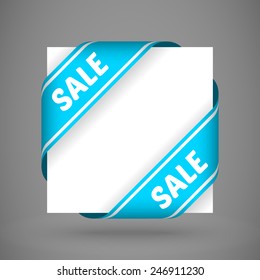 vector blue corner ribbons with white sing sale