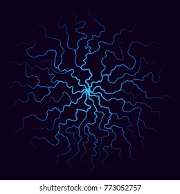 Vector Blue Crack. Abstract Background with Illustration of Surface Damage and Destruction