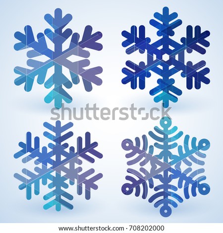 Vector blue cristal snowflakes