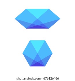 Vector blue crystals. Polygonal illustration.