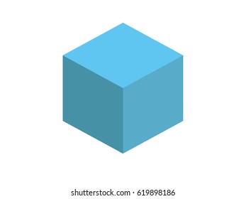 Vector blue cube isometric isolated
