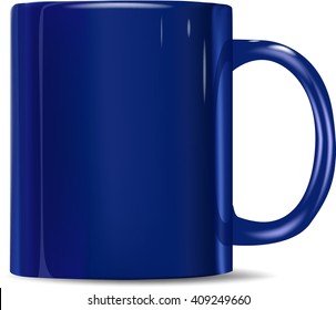 Vector blue cup for coffee, tea. Isolated on white