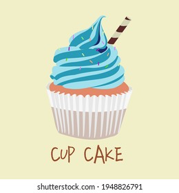 postre vectorial de cupcake azul con chiringuito de chocolate