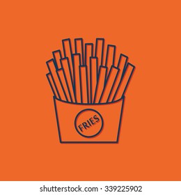 Vector blue cupcake icon on orange background 