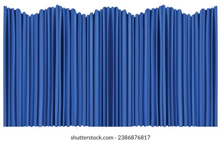 Vector blue curtains. realistic luxury curtain cornice decor domestic fabric interior drapery textile lambrequin.