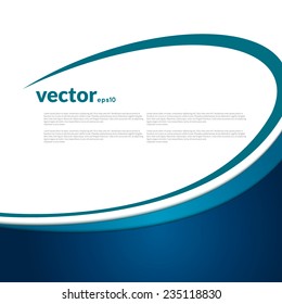 Vector blue curves background. Frame for text. Vector template background, abstract blue art, backdrop, billboard, blank, clean, company