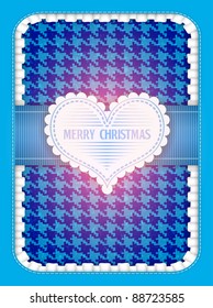 vector blue cute christmas frame with heart