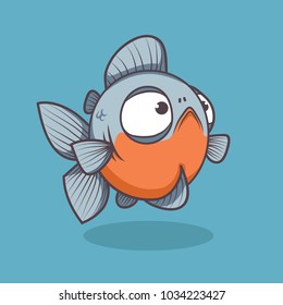 vector blue cute fish character 2