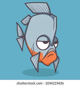 vector blue cute fish character 1