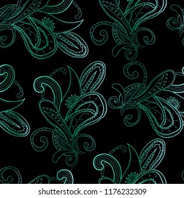 Vector blue damask pattern element. Elegant luxury texture for wallpapers, backgrounds and page fill.