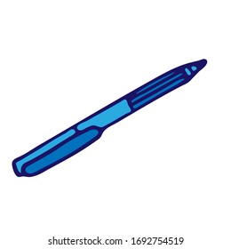 Vector blue and dark blue doodle sketch pen. Hand drawn business pen illustration on white background.