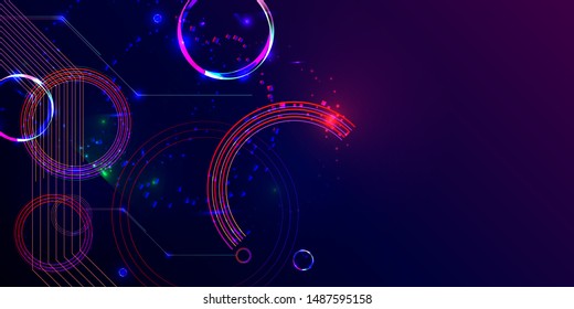 Vector Blue dark futuristic neon abstraction background cosmos new art 3d starry sky glowing galaxy