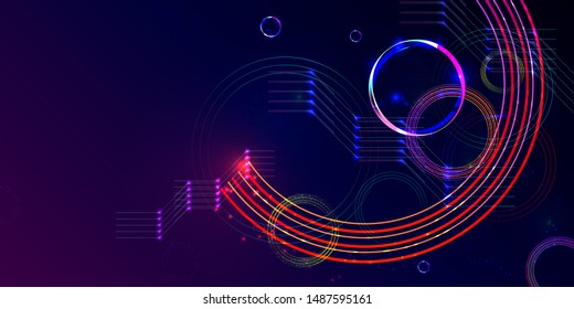 Vector Blue dark futuristic neon abstraction background cosmos new art 3d starry sky glowing galaxy