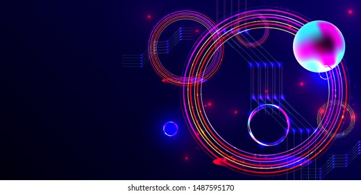 Vector Blue dark futuristic neon abstraction background cosmos new art 3d starry sky glowing galaxy